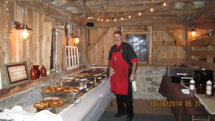 Indoor catering buffet setup